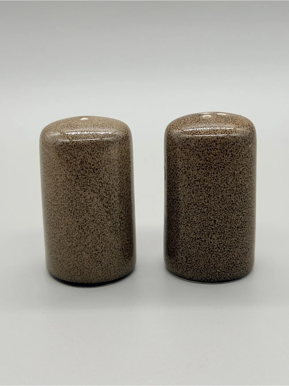 NWOT Luzerne Ceramic Salt & Pepper Shakers Speckled Brown Mottled Stoneware Set